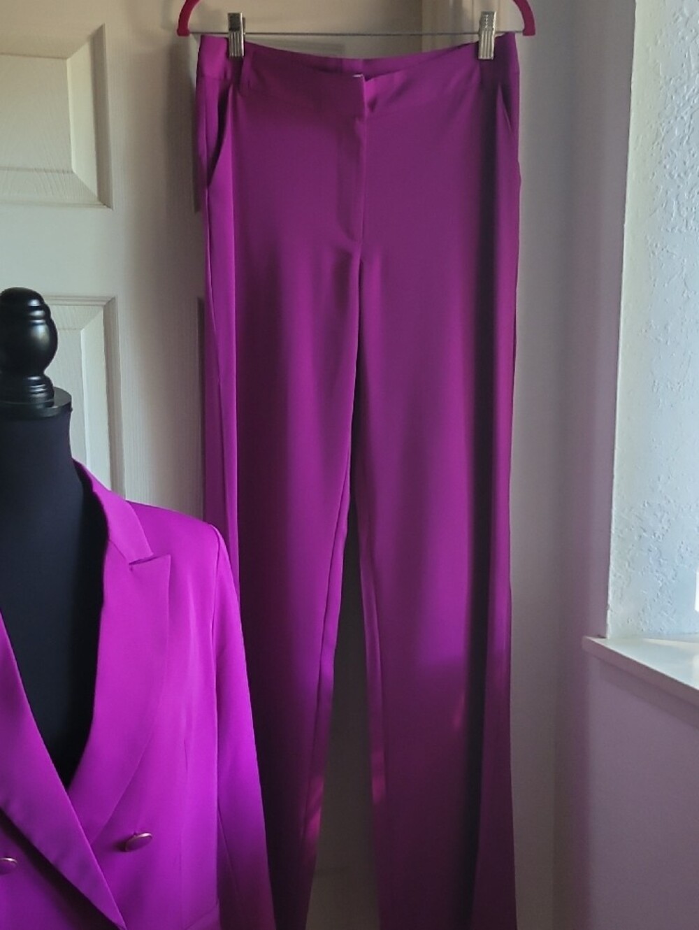 Fashion NOVA LIGHT PURPLE Tailored Blazer PANT SUIT, PALAZZO PANT SET NEW M - Picture 6 of 9